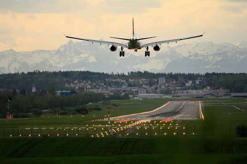 Passenger aircraft landing on a runway